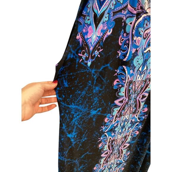 Bob Mackie Womens Maxi Dress Plus Size 2XP 2X Blue Liquid Knit Butterfly Artsy - Picture 6 of 9